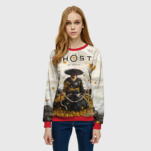 Женский свитшот Ацу из Ghost of Yotei / 3D-Красный – фото 3