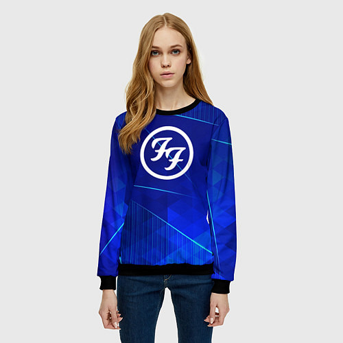 Женский свитшот Foo Fighters blue poly / 3D-Черный – фото 3