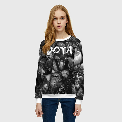 Женский свитшот Dota 2 - мозаика из персонажей игры / 3D-Белый – фото 3