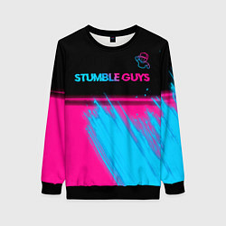 Свитшот женский Stumble Guys - neon gradient посередине, цвет: 3D-черный