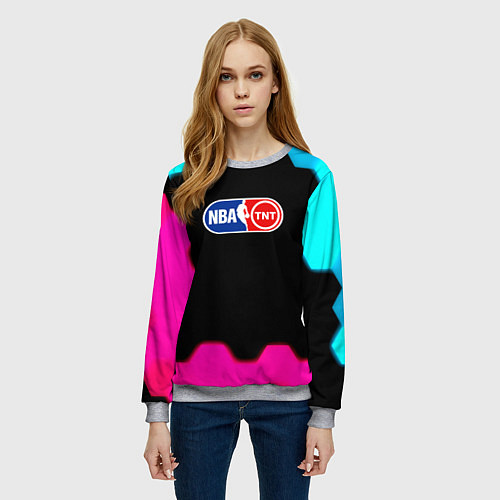 Женский свитшот NBA текстура соты / 3D-Меланж – фото 3