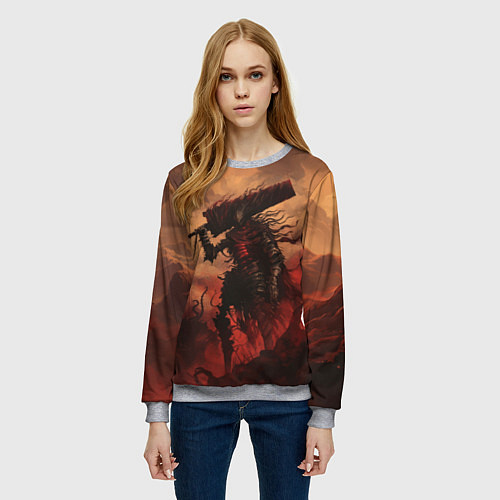 Женский свитшот Полый рыцарь с мечом / 3D-Меланж – фото 3