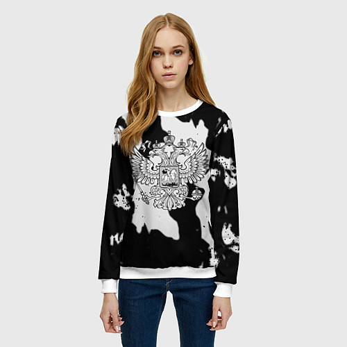Женский свитшот Серый огонь герб / 3D-Белый – фото 3