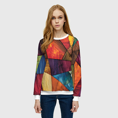 Женский свитшот Мозайка геометрическая / 3D-Белый – фото 3