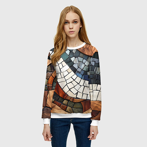 Женский свитшот Плиточная мозайка / 3D-Белый – фото 3