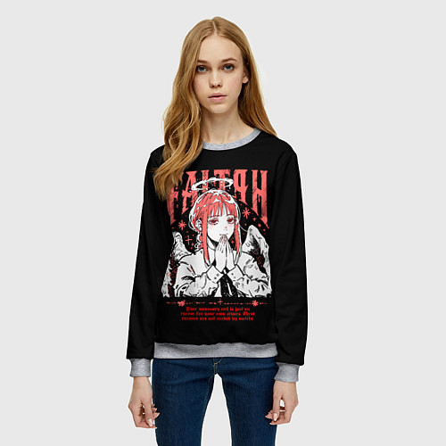 Женский свитшот Макима ангел - Человек бензопила / 3D-Меланж – фото 3