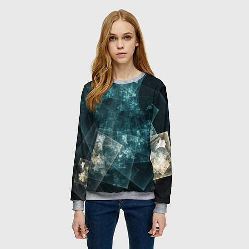 Женский свитшот Абстрактный космос геометрия / 3D-Меланж – фото 3