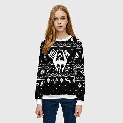 Женский свитшот The Elder Scrolls game pattern / 3D-Белый – фото 3
