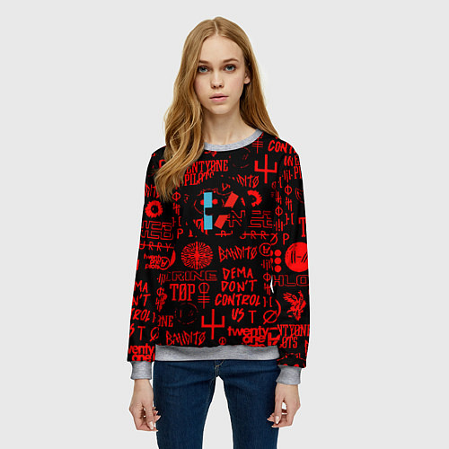 Женский свитшот Twenty one pilots pattern rock steel / 3D-Меланж – фото 3