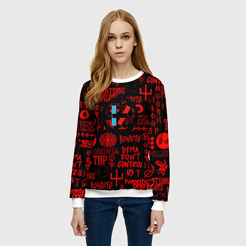 Женский свитшот Twenty one pilots pattern rock steel / 3D-Белый – фото 3