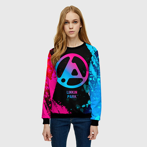 Женский свитшот Linkin Park 2024 - neon gradient / 3D-Черный – фото 3