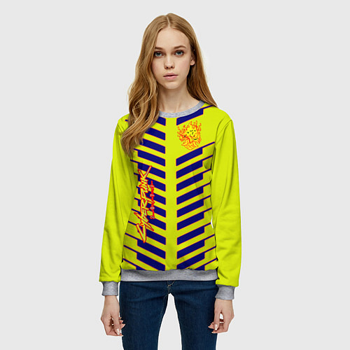 Женский свитшот Cyberpunk 2077 полсы геометрия / 3D-Меланж – фото 3