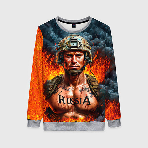 Женский свитшот Воин России / 3D-Меланж – фото 1