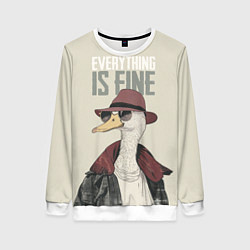 Свитшот женский Гусь - все хорошо, цвет: 3D-белый