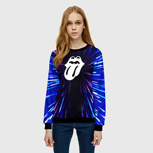 Женский свитшот Rolling Stones neon energy / 3D-Черный – фото 3