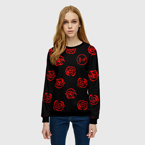 Женский свитшот Twenty one pilots rose pattern / 3D-Черный – фото 3