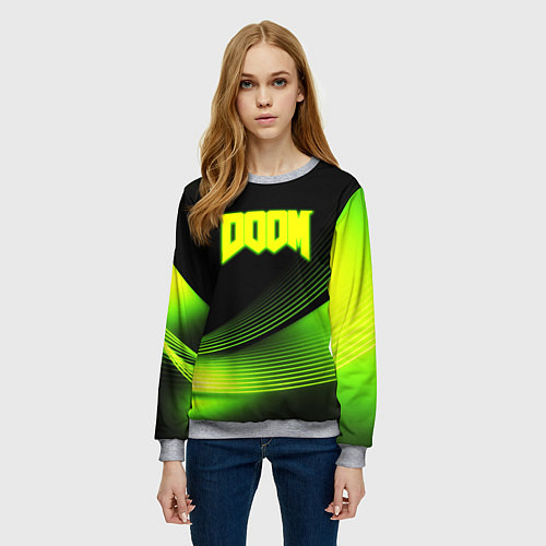 Женский свитшот Doom абстракция кислотная / 3D-Меланж – фото 3