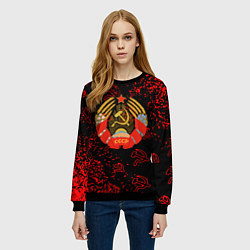 Свитшот женский СССР паттерн стиль, цвет: 3D-черный — фото 2