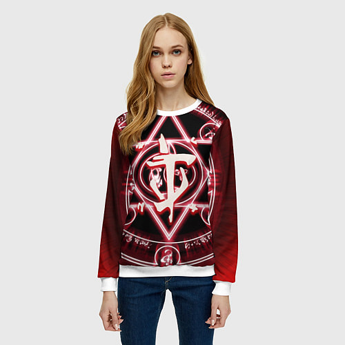 Женский свитшот Doom logo / 3D-Белый – фото 3