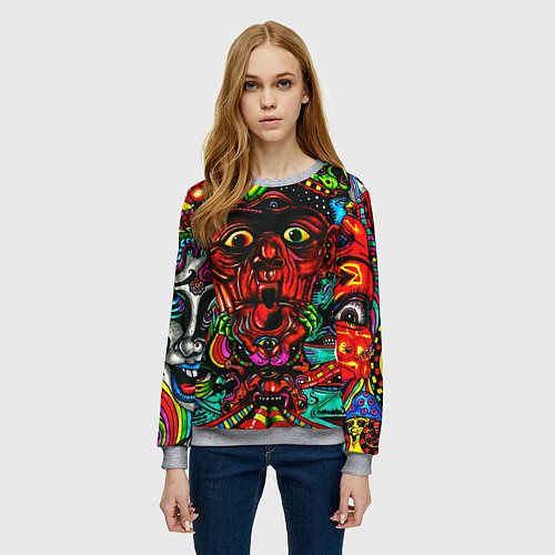 Женский свитшот Мексиканский стиль психоделика / 3D-Меланж – фото 3