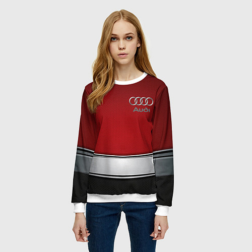 Женский свитшот Audi metal car steel / 3D-Белый – фото 3