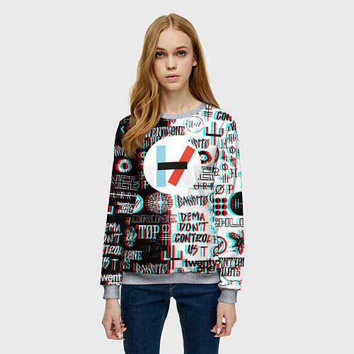 Женский свитшот Twenty one pilots glitch pattern / 3D-Меланж – фото 3