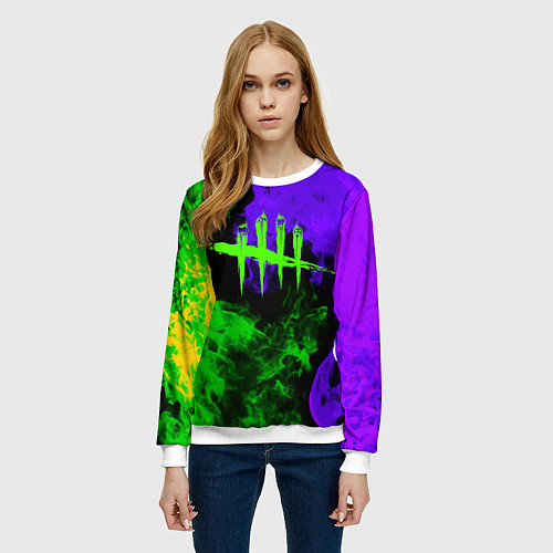 Женский свитшот Dead by daylight neon flame / 3D-Белый – фото 3