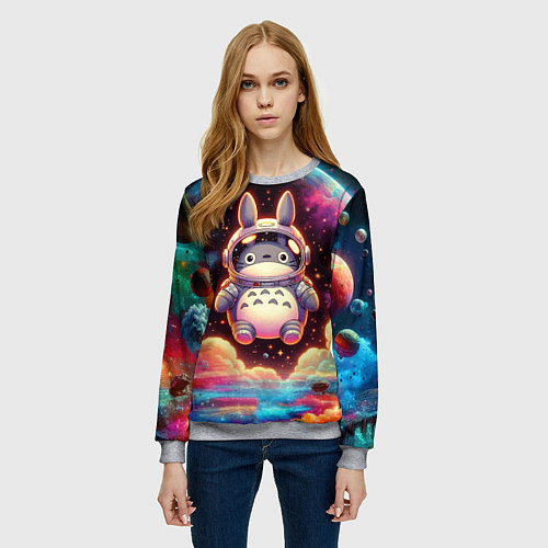 Женский свитшот Тоторо в открытом космосе - нейроарт / 3D-Меланж – фото 3