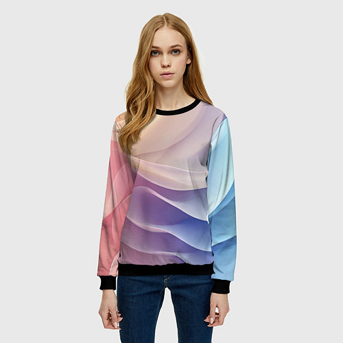 Женский свитшот Текстура с градиентом волны / 3D-Черный – фото 3