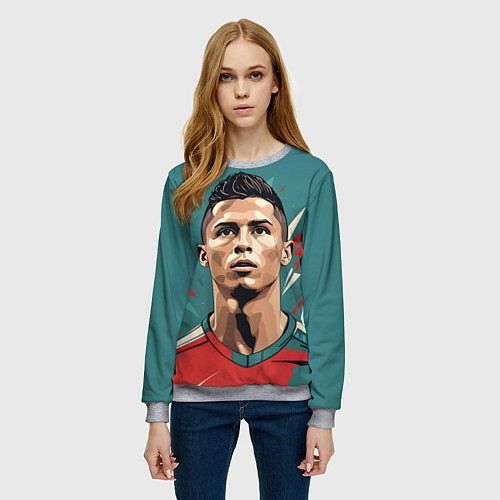 Женский свитшот Футболист Рональдо / 3D-Меланж – фото 3