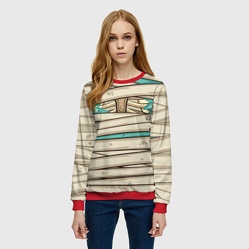 Женский свитшот Мумия в бинтах верх / 3D-Красный – фото 3