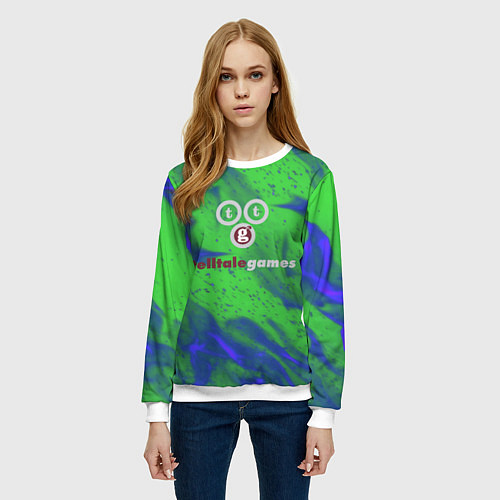Женский свитшот Telltale games flame / 3D-Белый – фото 3