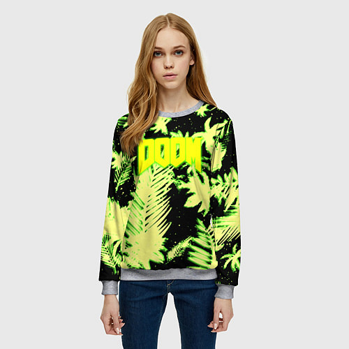 Женский свитшот Doom тропический стиль кислота / 3D-Меланж – фото 3