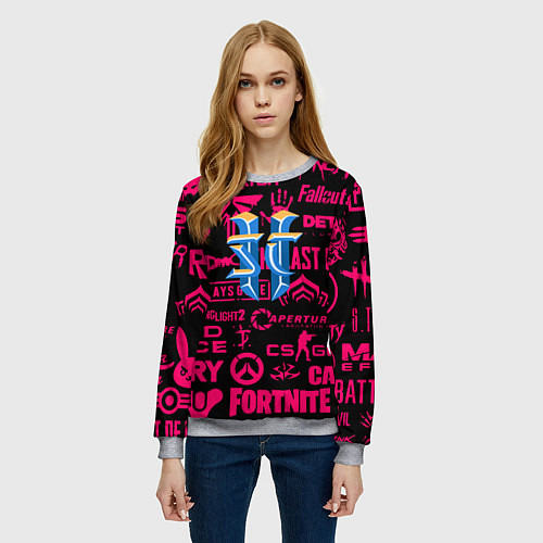 Женский свитшот Starcraft logo game / 3D-Меланж – фото 3