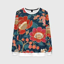 Женский свитшот Искусство алые цветы