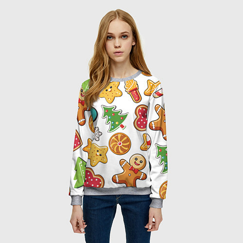 Женский свитшот Новогодние сладости / 3D-Меланж – фото 3