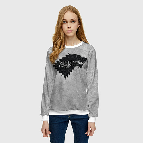 Женский свитшот Старк зима близко игра престолов / 3D-Белый – фото 3