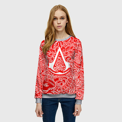 Женский свитшот Assassins Creed shadows / 3D-Меланж – фото 3