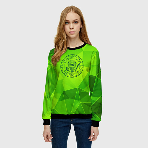 Женский свитшот Ramones green poly / 3D-Черный – фото 3