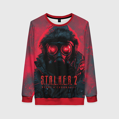 Женский свитшот Stalker 2 в противогазе / 3D-Красный – фото 1