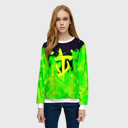 Женский свитшот Doom кислотный огонь лого / 3D-Белый – фото 3