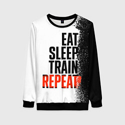 Свитшот женский Eat sleep train repeat, цвет: 3D-черный