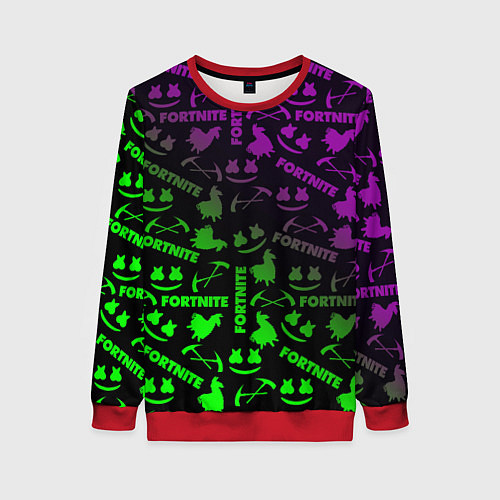 Женский свитшот Fortnite кислота неоновая / 3D-Красный – фото 1