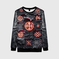 Женский свитшот Символы викингов на пэчворк дениме