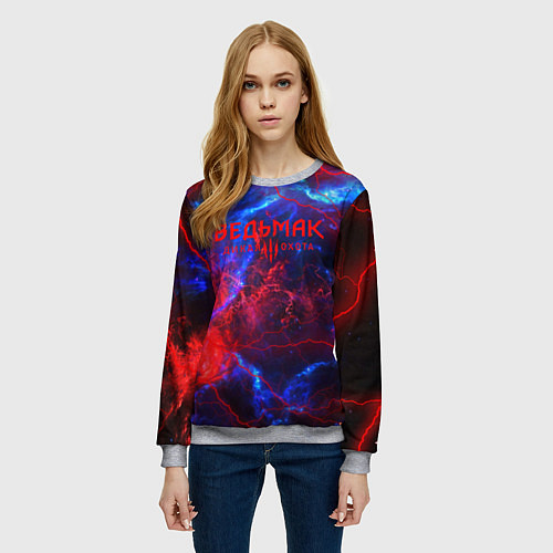 Женский свитшот Ведьмак космический шторм / 3D-Меланж – фото 3