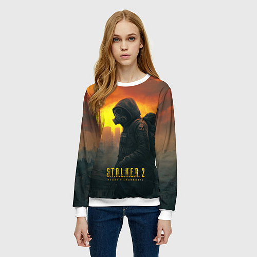 Женский свитшот Stalker зараженный город / 3D-Белый – фото 3