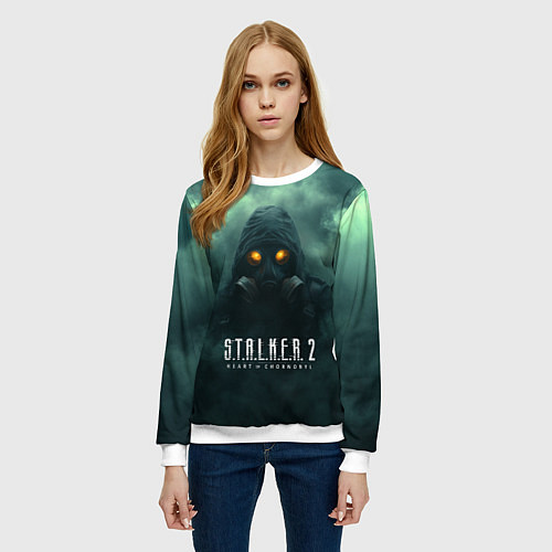 Женский свитшот Stalker в тумане / 3D-Белый – фото 3