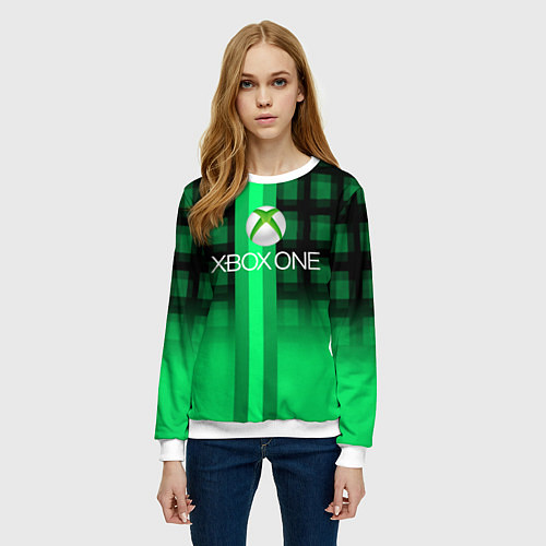 Женский свитшот Xbox game studio geometry / 3D-Белый – фото 3