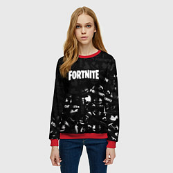 Свитшот женский Fortnite pattern black, цвет: 3D-красный — фото 2