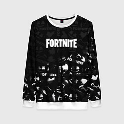 Свитшот женский Fortnite pattern black, цвет: 3D-белый